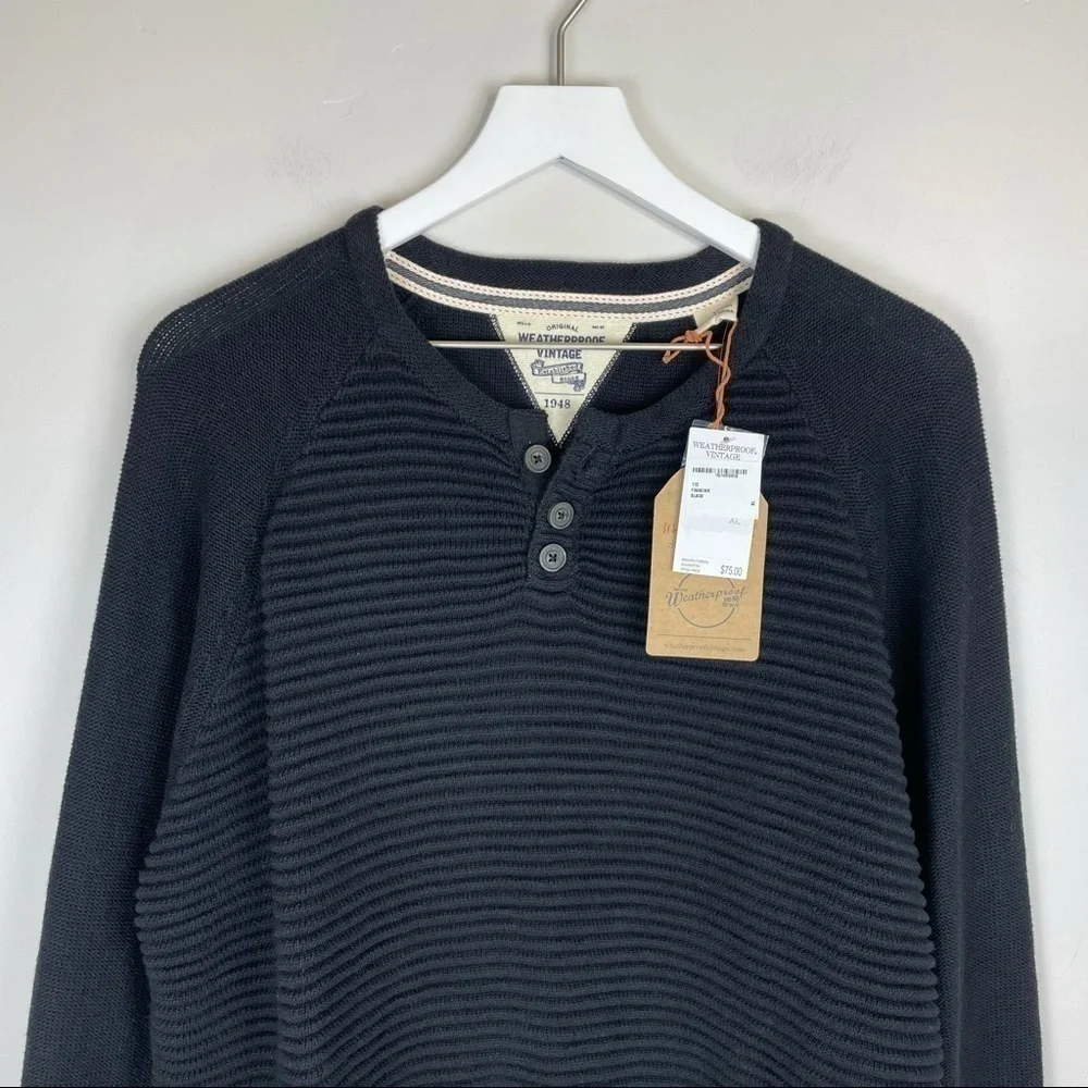 Weatherproof Ottoman Stitch Henley Sweater